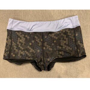 TYR DURAFAST ELITE CASEY SWIM BOYSHORT, CARBON HEX PATTERN, BLACK/BLUE , Size 16